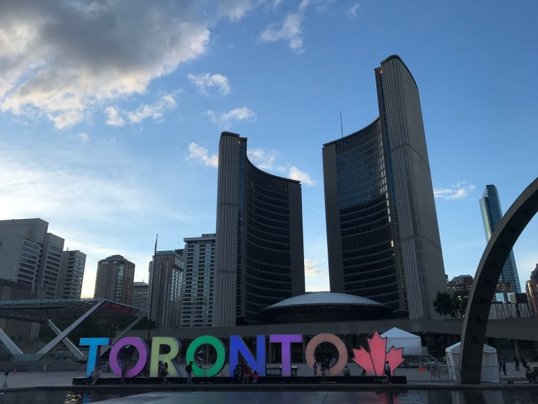 Toronto sign in front of city hall